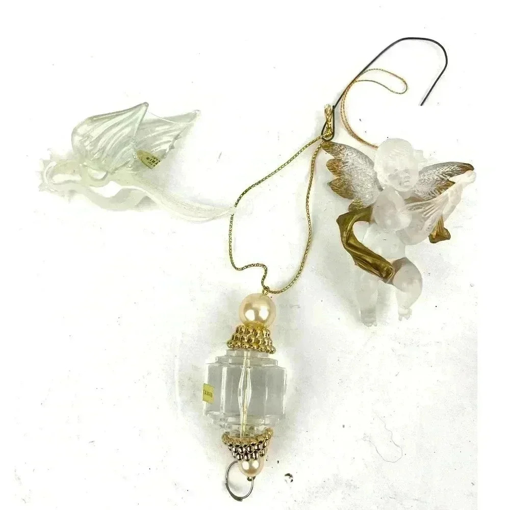 VTG‎ Lot of 10 Mercury Glass Ornaments Butterflies Cherub Bird Holiday Christmas - Picture 2 of 16